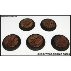 30mm Round Scenic Bases - Wooden Planked - 5