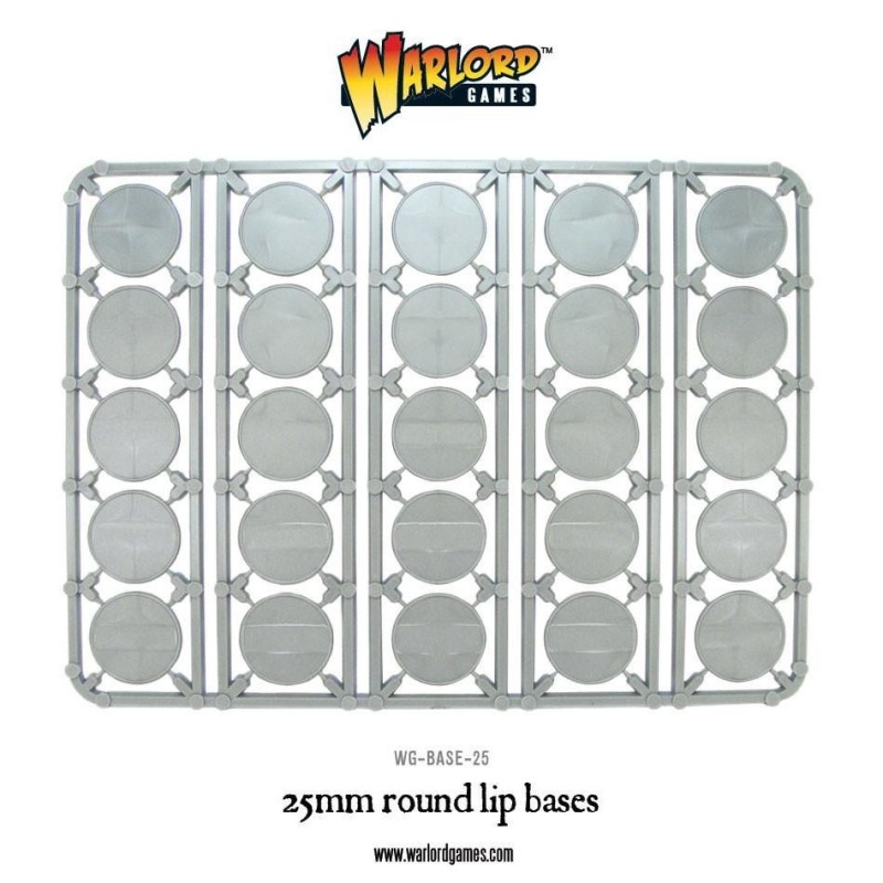 25 x 25mm Round Flat Lipped Miniature Bases WARLORD GAMES