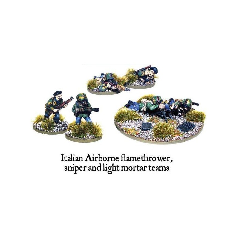 Italian Airborne flamethrower, sniper and light mortar teams (Paratroopers) 28mm WWII WARLORD GAMES