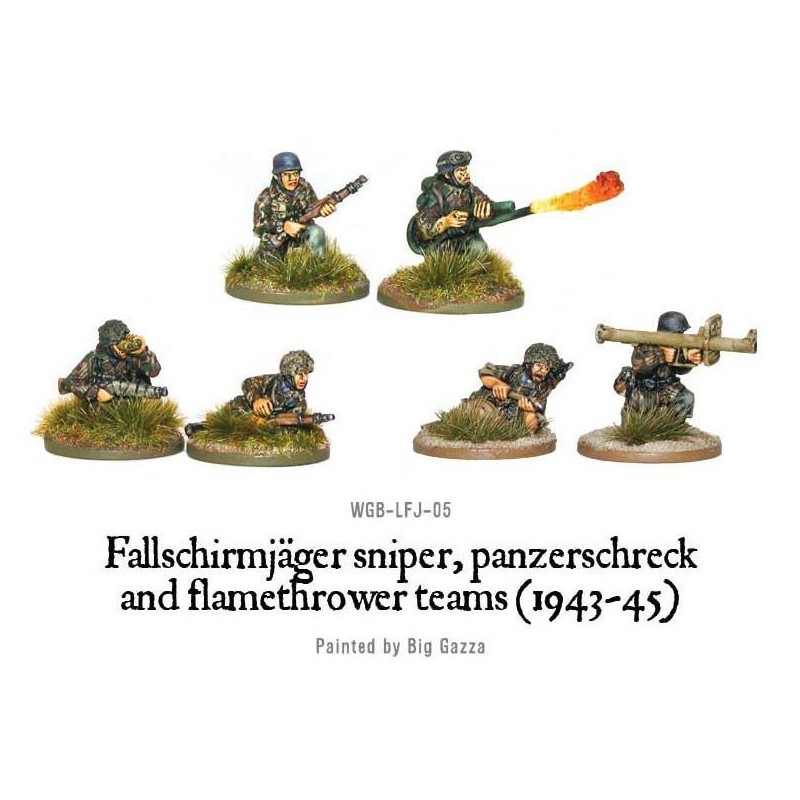 German Fallschirmjager sniper, panzerschreck and flamethrower teams  28mm WWII WARLORD GAMES