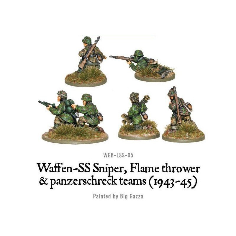 German Waffen SS Sniper, Flamethrower and Panzerschreck teams  (1943-45) 28mm WWII WARLORD GAMES