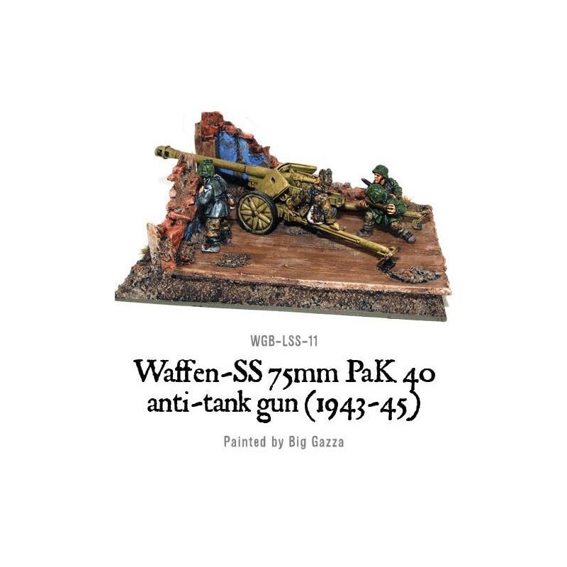 German Waffen SS 75mm PaK 40 anti-tank gun (1943-45) 28mm WWII WARLORD GAMES