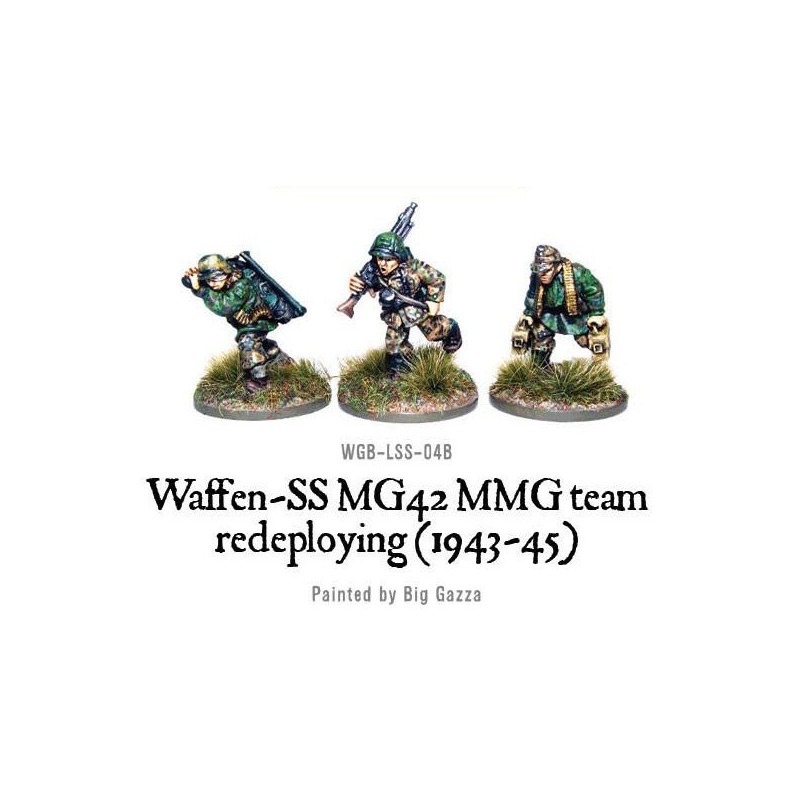 German Waffen SS MG42 MMG team redeploying (1943-45) 28mm WWII WARLORD GAMES