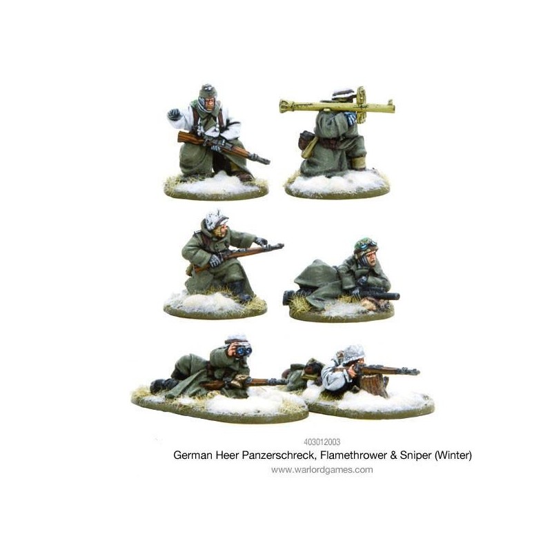 German Heer Panzerschreck, Flamethrower & Sniper teams (Winter) 28mm WWII WARLORD GAMES