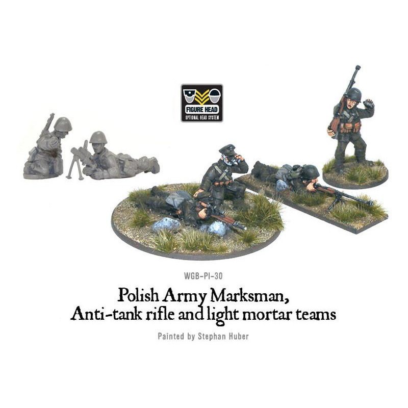 Polish Army Marksman, Anti-tank rifle and light mortar teams 28mm WWII WARLORD GAMES