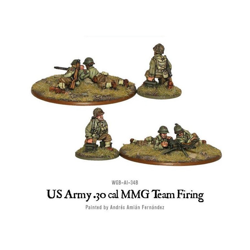 U.S. American Army 30 Cal MMG team firing 28mm WWII WARLORD GAMES