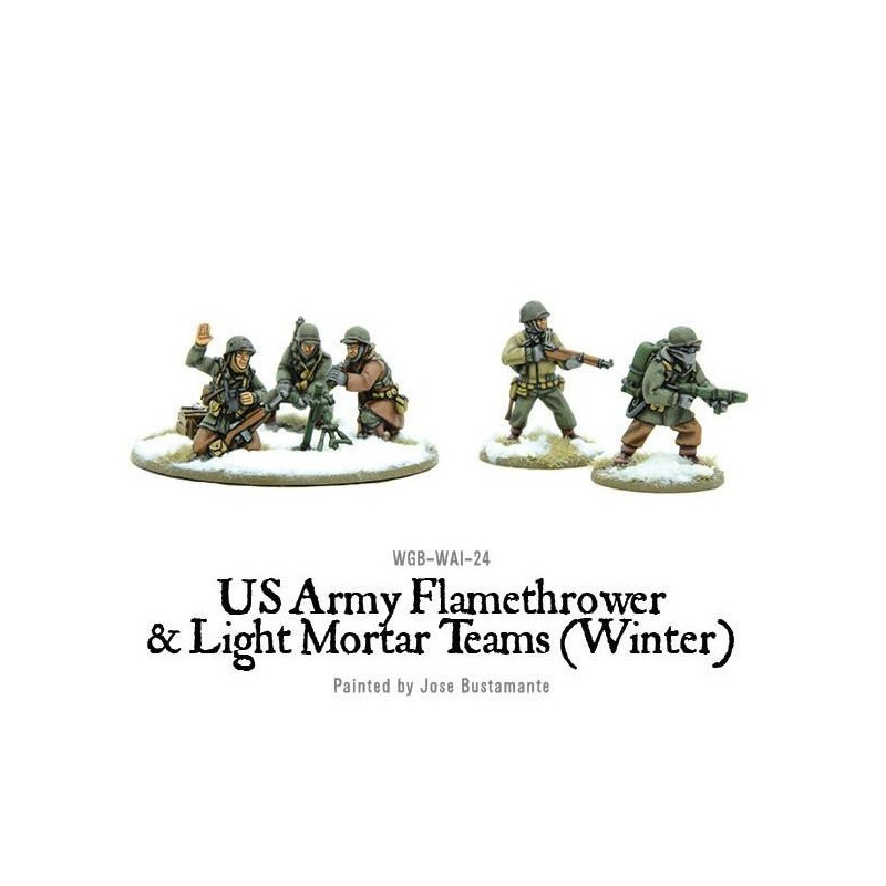 U.S. American Army Flamethrower & Light Mortar teams (Winter) 28mm WWII WARLORD GAMES