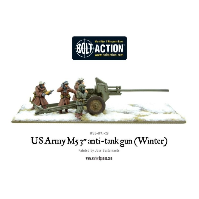 U.S. American Army 3-inch anti-tank gun M5 (Winter) 28mm WWII WARLORD GAMES