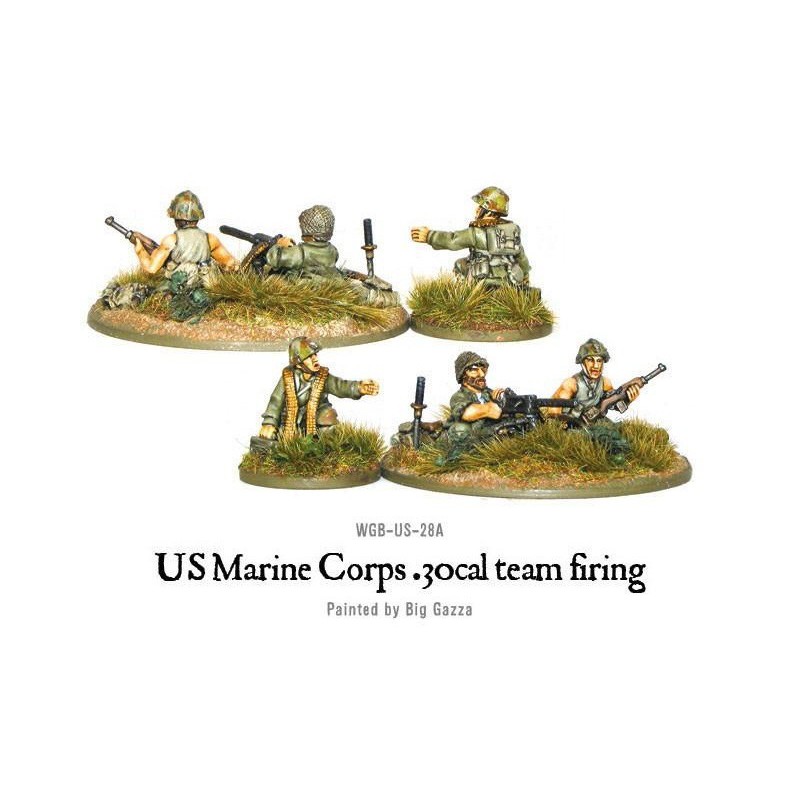 American U.S. Marines Corp .30Cal Team Firing 28mm WWII WARLORD GAMES