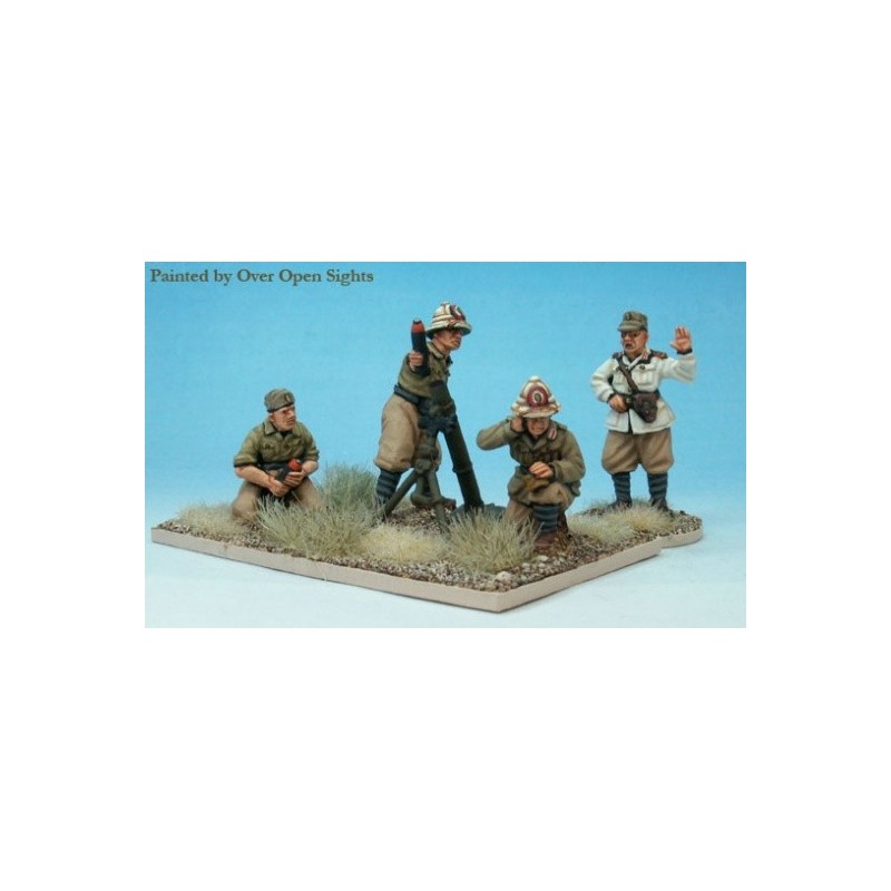 Italian 81mm mortar and four crew 28mm WWII PERRY MINIATURES