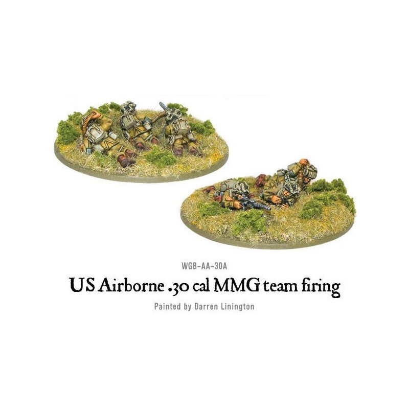 American U.S. Airborne .30 Cal MMG team firing 28mm WWII WARLORD GAMES