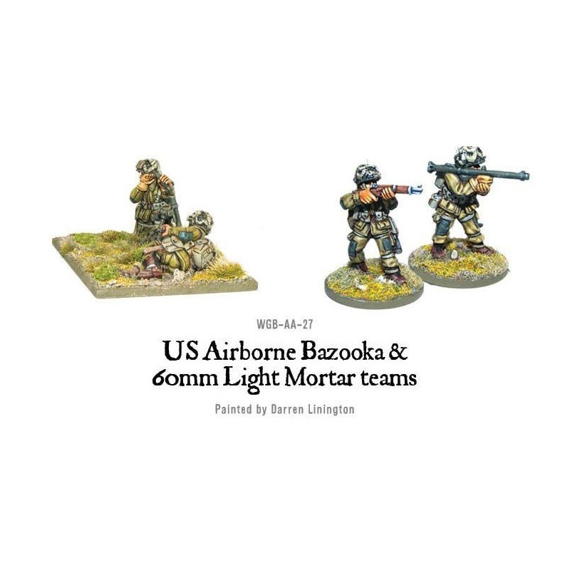 American U.S. Airborne Bazooka and 60mm light mortar teams 28mm WWII WARLORD GAMES