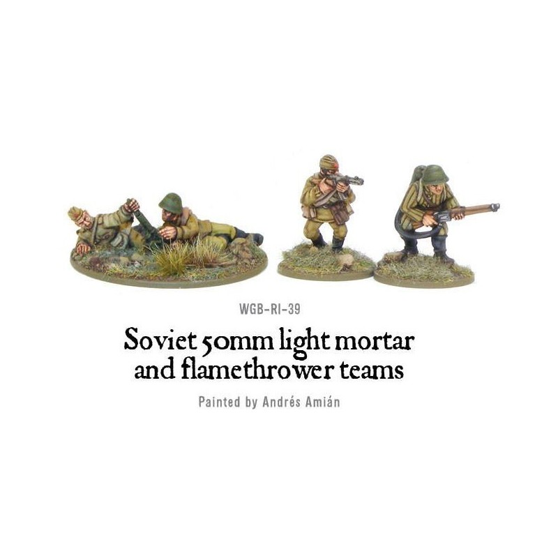 Russian Soviet 50mm light mortar and Flamethrower teams 28mm WWII WARLORD GAMES