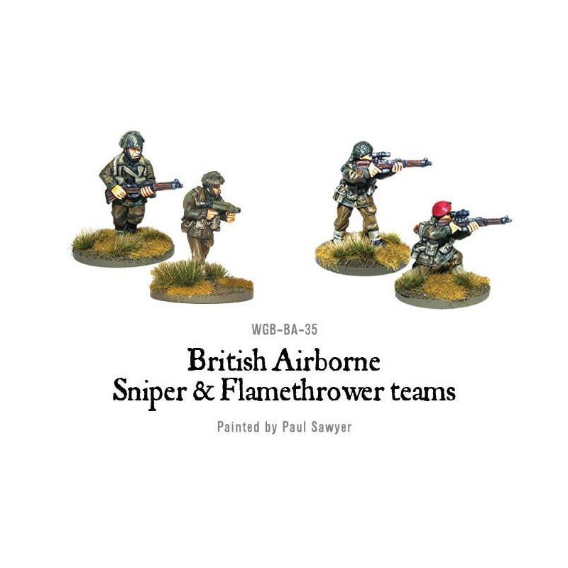 British Airborne Flamethrower and sniper teams 28mm WWII WARLORD GAMES