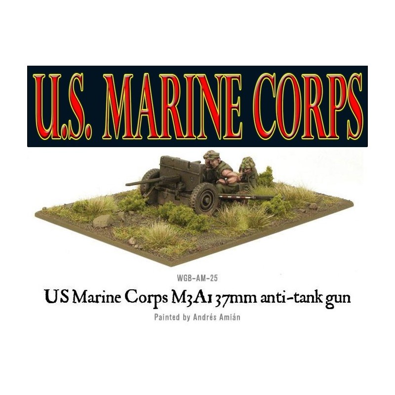 American U.S. Marines USMC M3A1 37mm anti-tank gun 28mm WWII WARLORD GAMES