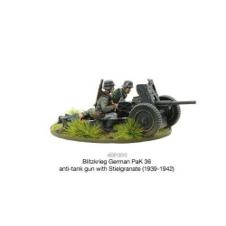 German Blitzkrieg Pak 36 anti-tank gun with stielgranate 28mm WWII WARLORD GAMES