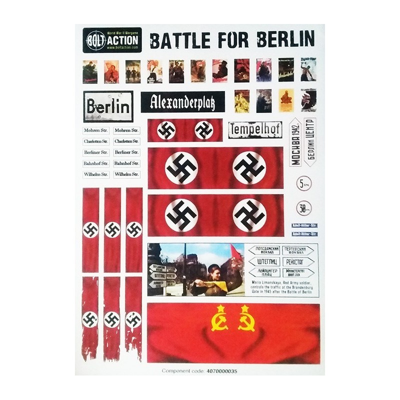 German A5 sheet with posters, road signs and flags Battle for Berlin 28mm WWII WARLORD