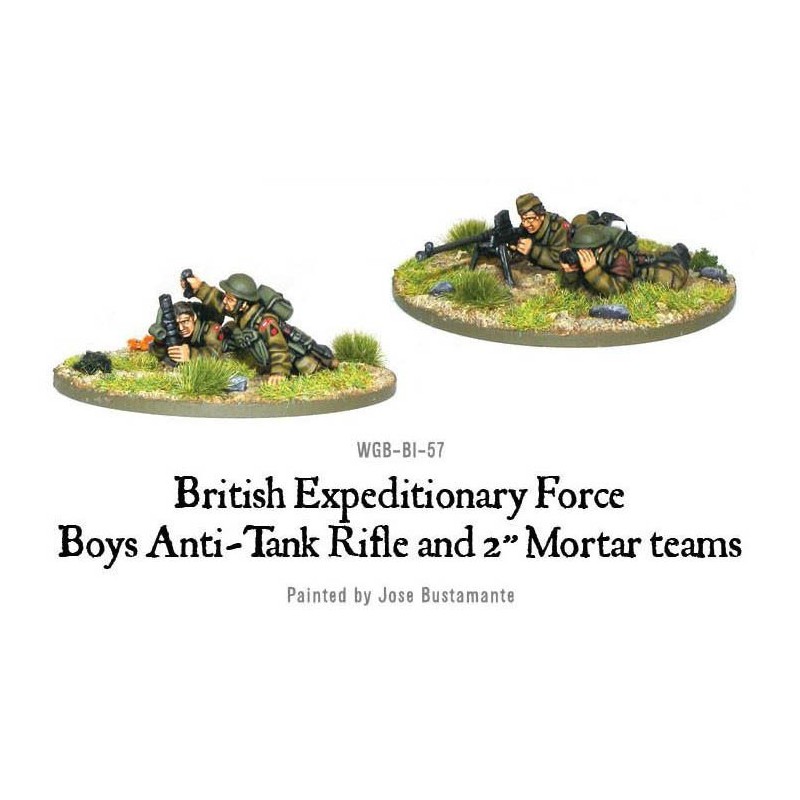 British Expeditionary Force (BEF) anti-tank rifle and 2" light mortar teams 28mm WWII WARLORD GAMES