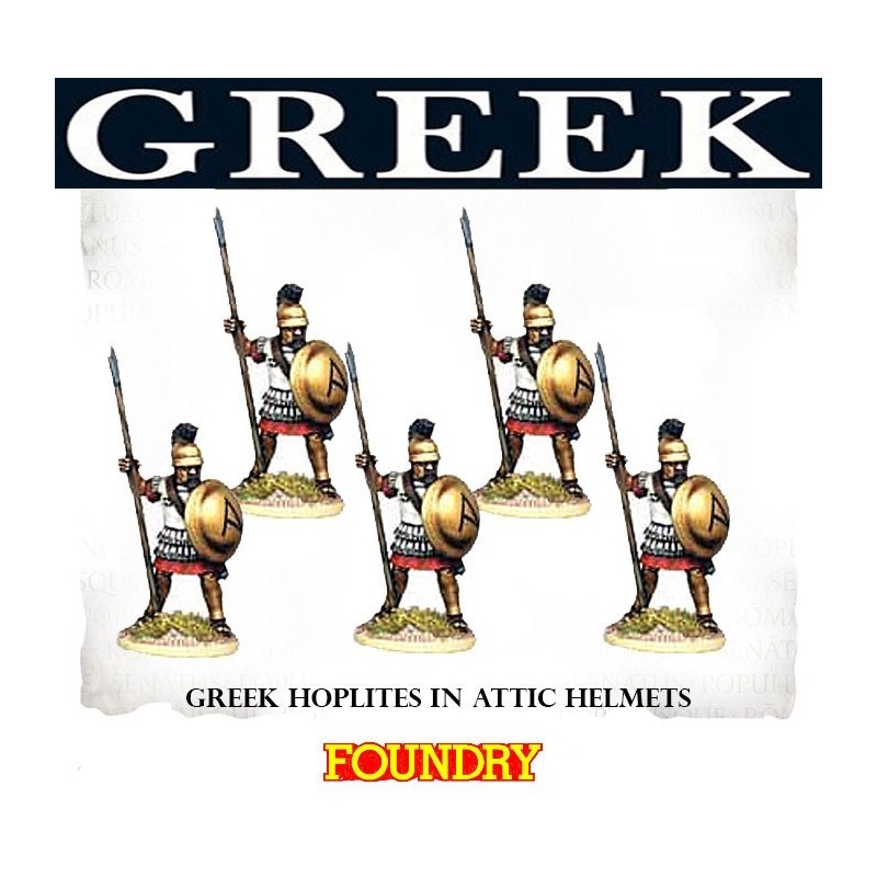 Greek Hoplites in Attic Helmets 28mm Ancients FOUNDRY