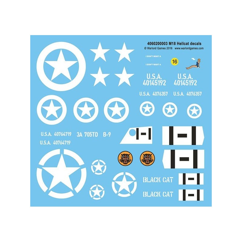 28mm WWII M18 Hellcat Tank Destroyer decals sheet WARLORD