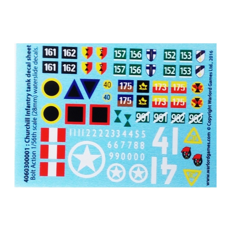 28mm WWII British Churchill decals sheet WARLORD