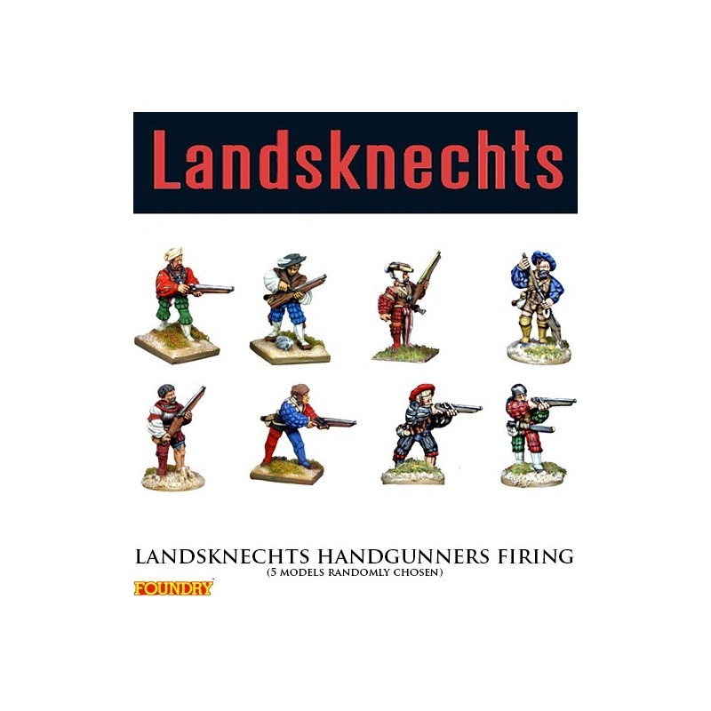 Landsknechts Handgunners Firing (5) 28mm Renaissance FOUNDRY