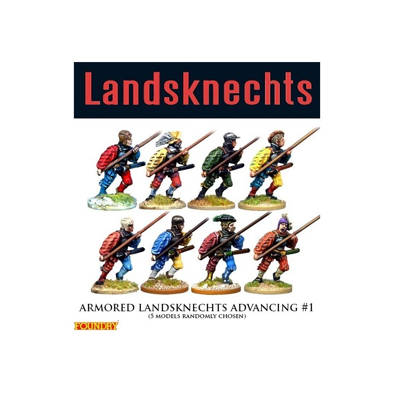 Landsknechts Armored Pikemen Advancing 1 28mm Renaissance FOUNDRY