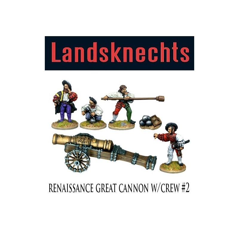 Renaissance Great Cannon w/Crew 2 28mm Landsknechts FOUNDRY