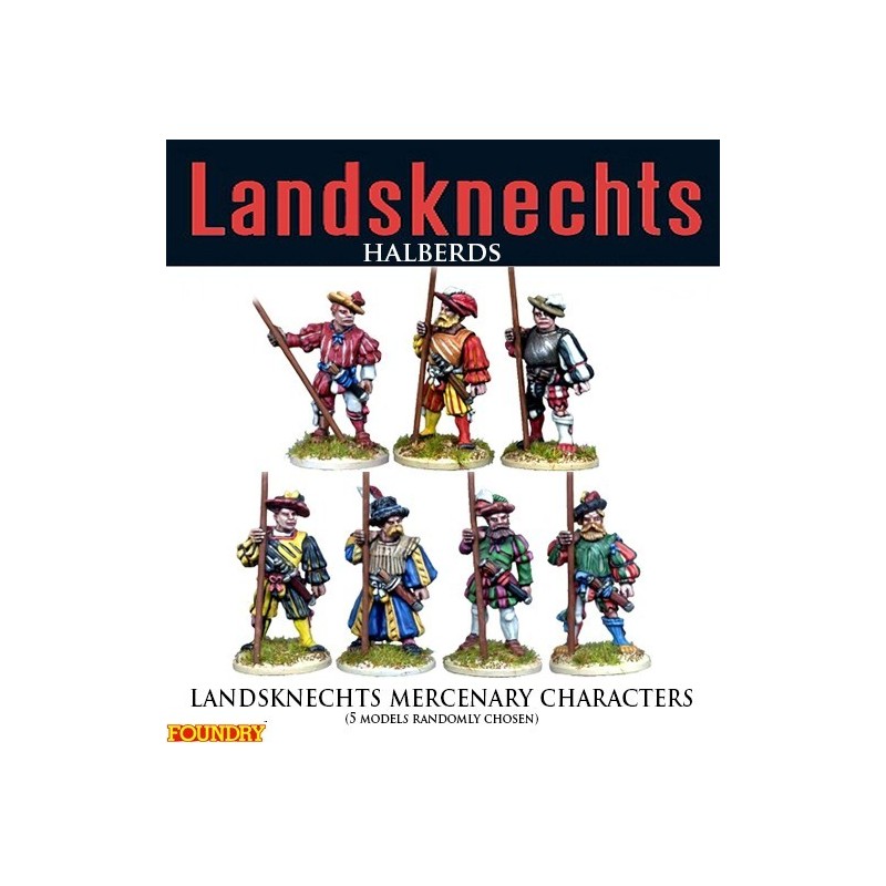 Landsknechts Mercenary Characters w/Halberds 28mm Renaissance FOUNDRY