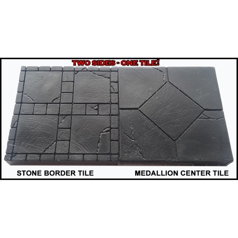 STONE BORDER - MEDALLION CENTER 2"x2" (20) DOUBLE-SIDE STONES DUNGEON TILES