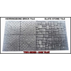 HERRINGBONE BRICK - SLATE STONE STONES (20) DUNGEON  2"x2" DOUBLE-SIDE DUNGEON TILES