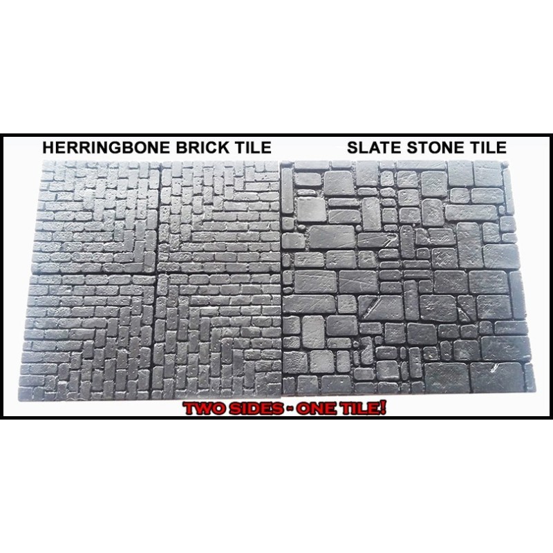 HERRINGBONE BRICK - SLATE STONE STONES (20) DUNGEON  2"x2" DOUBLE-SIDE DUNGEON TILES