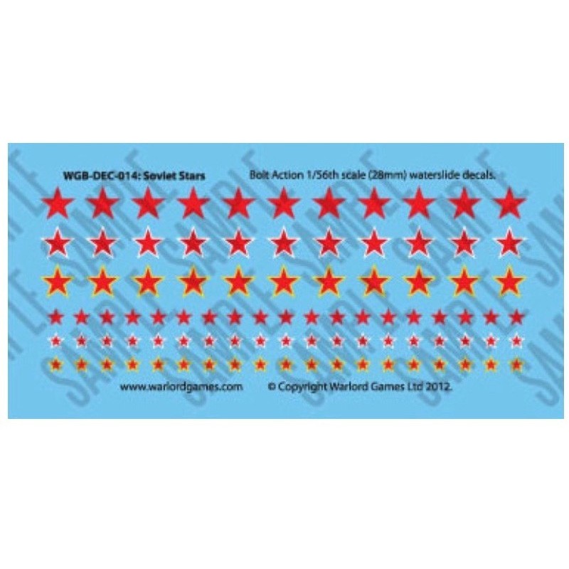 Soviet Stars decal sheet 28mm WWII WARLORD