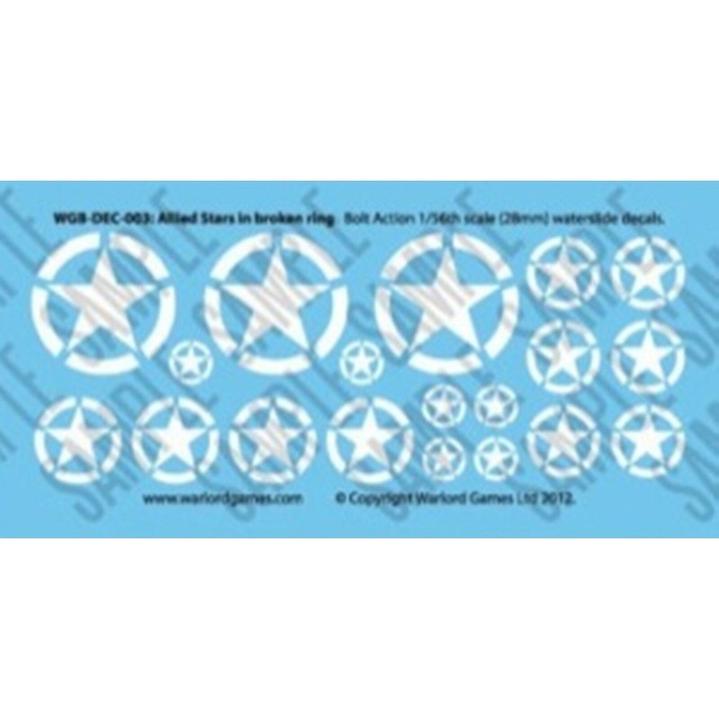 Allied Stars decal sheet 28mm WWII WARLORD