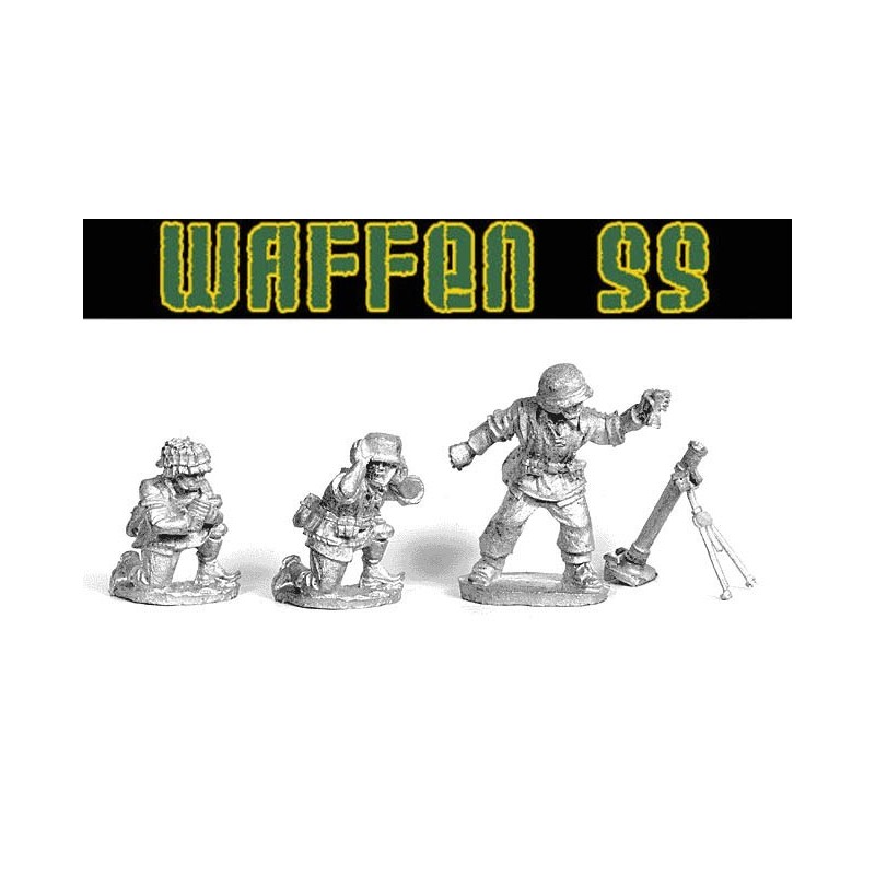 German Waffen SS 81mm Medium Mortar Team w/base 28mm WWII WEST WIND