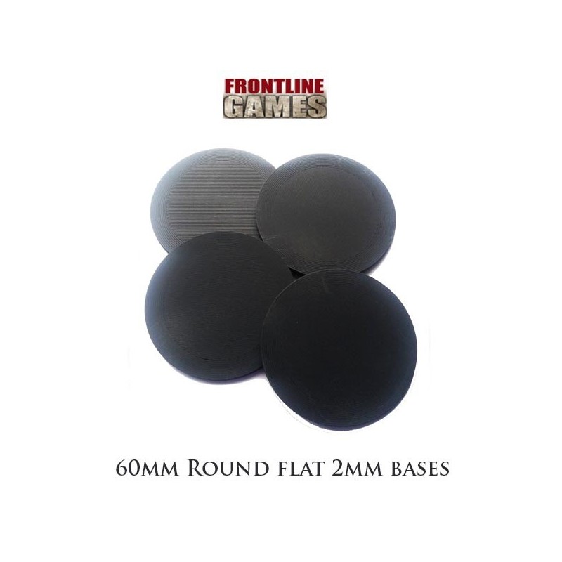 60mm x 2mm thick round lipped bases FRONTLINE GAMES