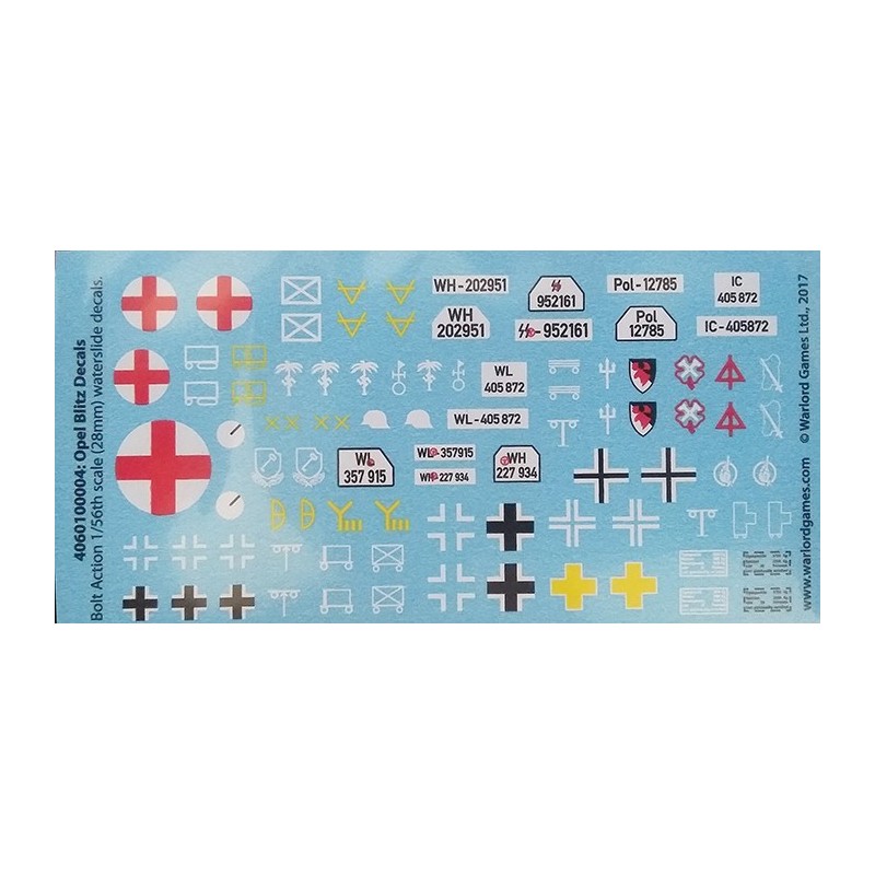 German Opel Blitz Truck Decals Sheet 28mm WWII WARLORD