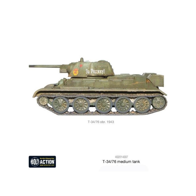 Russian T34/76 Medium tank (41,42 or 43) WWII 28mm 1/56th (no box) WARLORD GAMES