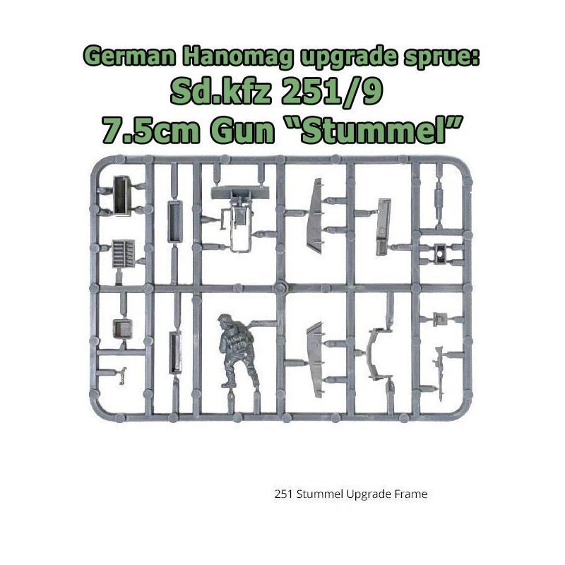 German 251/9 7.5cm gun "Stummel" Halftrack Upgrade Sprue 28mm WWII WARLORD GAMES