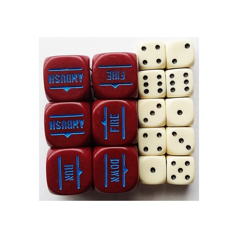 MAROON ORDER DICE & D6s SET BOLT ACTION (16) WWII WARLORD GAMES