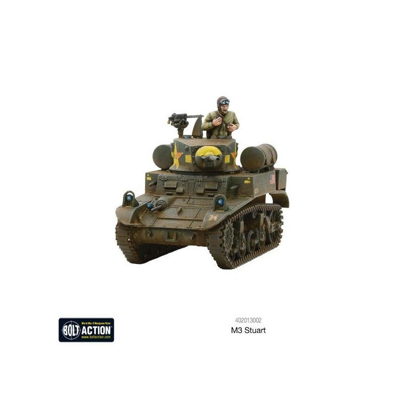 U.S. or British M3 or M3A1 "Stuart" Light tank WWII 28mm 1/56th (no box) WARLORD GAMES