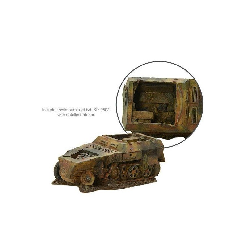 German burnt out Sd. Kfz 250/1 Halftrack WARLORD GAMES