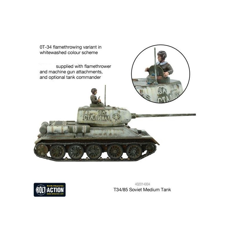 Russian T34/85 Medium tank WWII 28mm 1/56th (no box) WARLORD GAMES