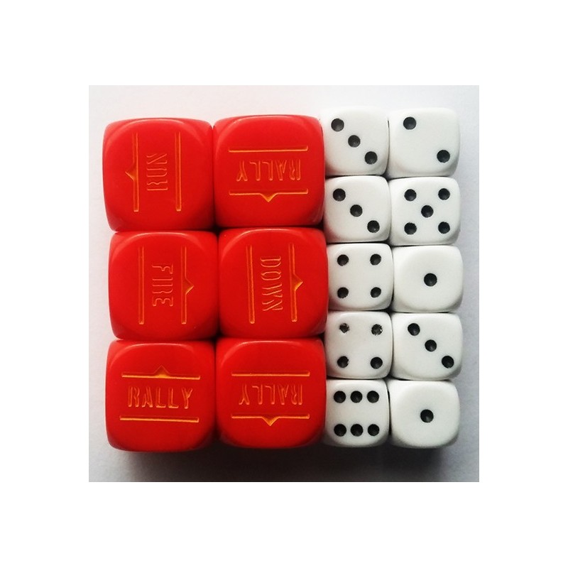 RED ORDER DICE & D6s SET BOLT ACTION (16) WWII WARLORD GAMES