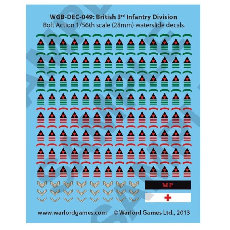 28mm WWII British 3rd Infantry Division decals sheet WARLORD GAMES