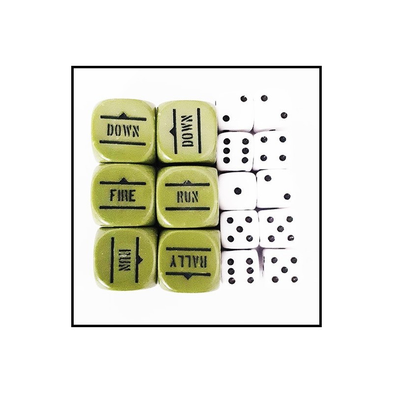 GREEN ORDER DICE & D6s SET BOLT ACTION (16) WWII WARLORD GAMES