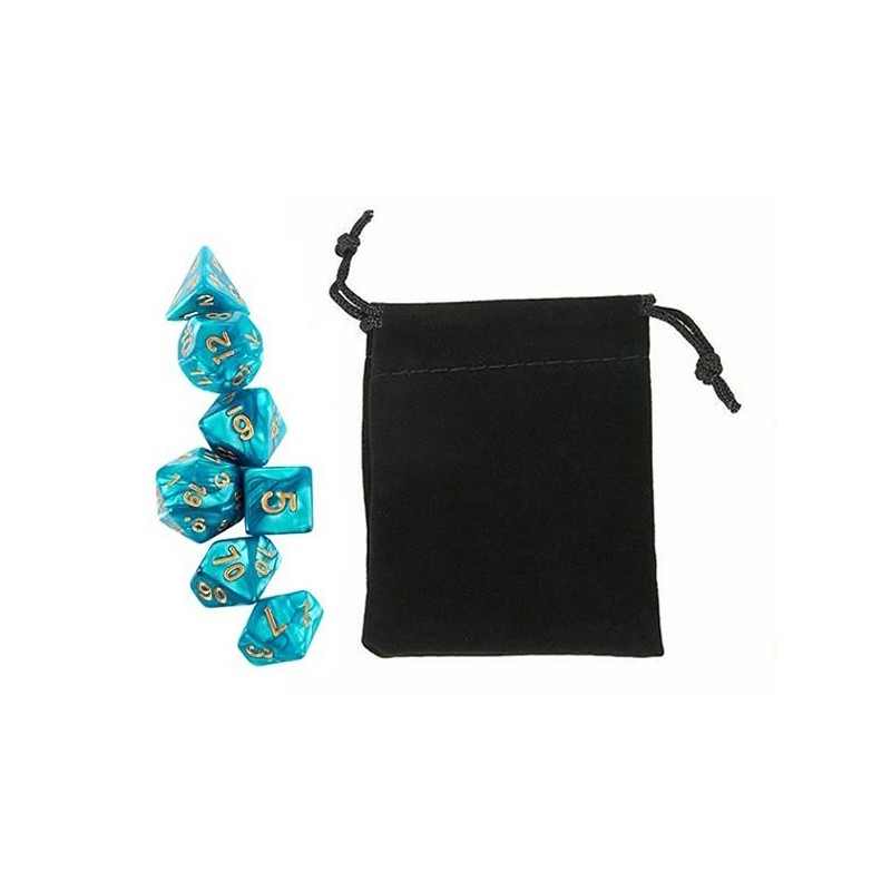 Polyhedral Dice Set w/ Personal Dice bag 15 FRONTLINE GAMES