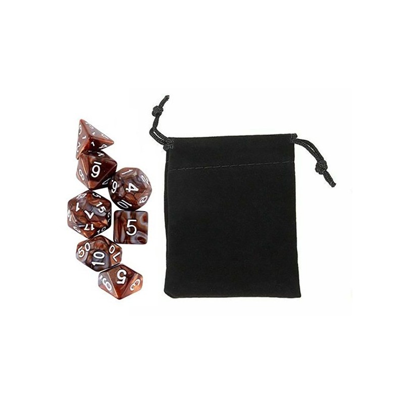 Polyhedral Dice Set w/ Personal Dice bag 18 FRONTLINE GAMES