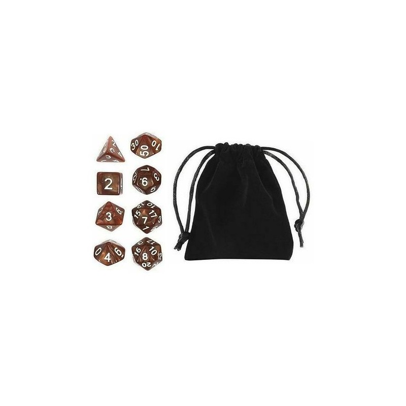 Polyhedral Dice Set (8) w/ Personal Dice bag 2A FRONTLINE GAMES