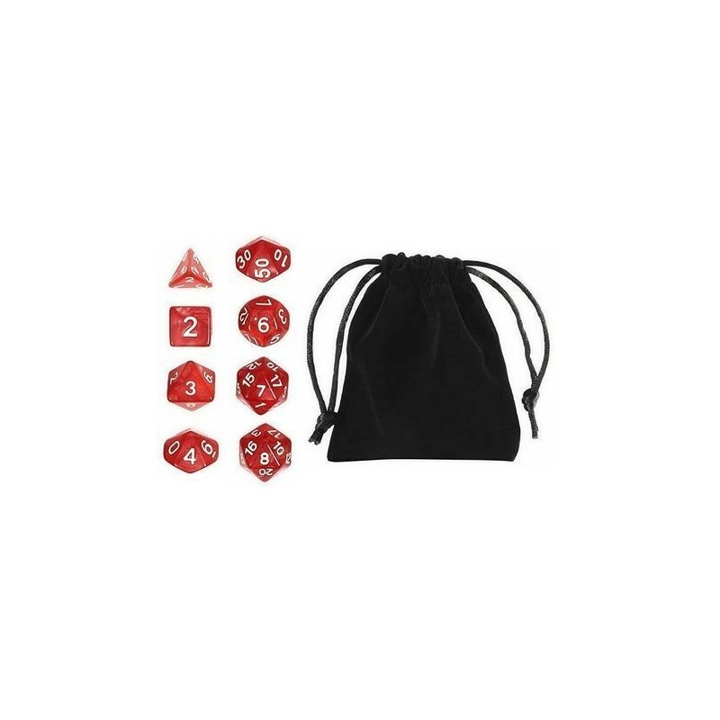 Polyhedral Dice Set (8) w/ Personal Dice bag 4A FRONTLINE GAMES